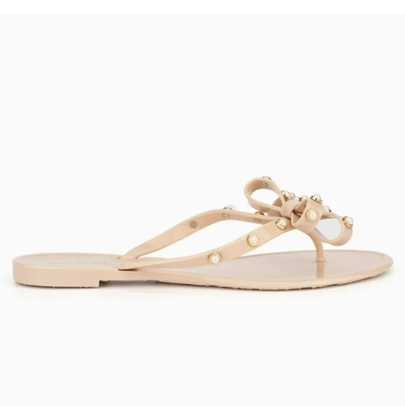 Olivia Miller Coral Bay Jelly Flip Flop Sandals Nude -8 - Picture 2 of 7
